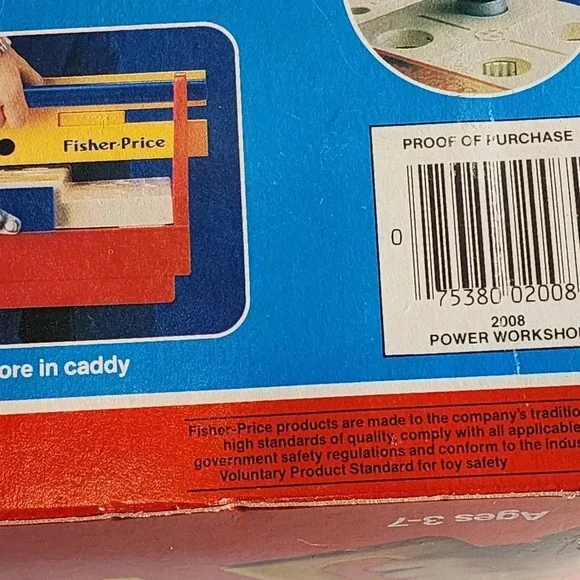 Vintage Fisher Price Power Workshop Tool Box Drill Caddy 1986 Toy With Box - Picture 5 of 11
